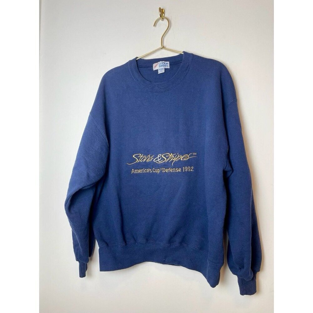 Vintage Stars & Stripes America’s Cup Defense ‘92 sweatshirt L Sailing Navy - Picture 2 of 7